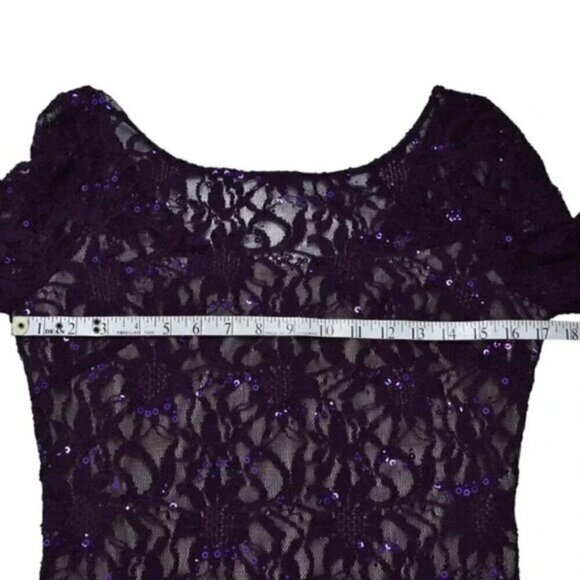 JS Collections Sequin Formal Dress Long Sleeve Purple Size  6 - Picture 8 of 10